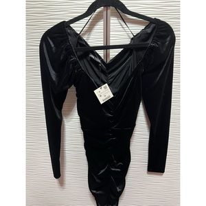 Zara black velvet ruched mini dress